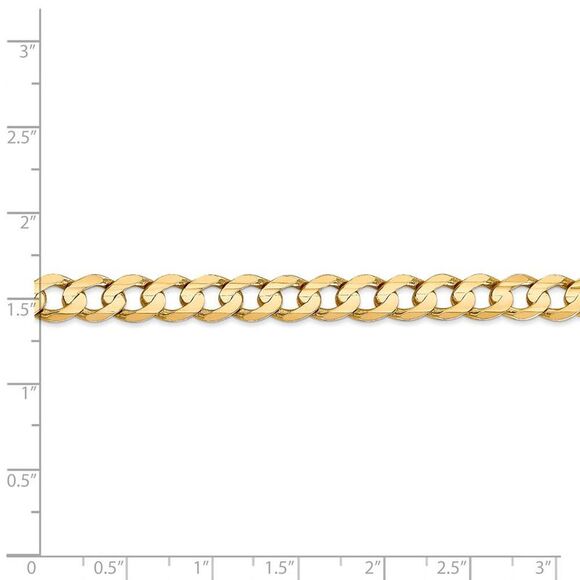 Men\'s 6.75mm 14k Yellow Gold Open Concave Curb Chain Necklace, 22 Inch